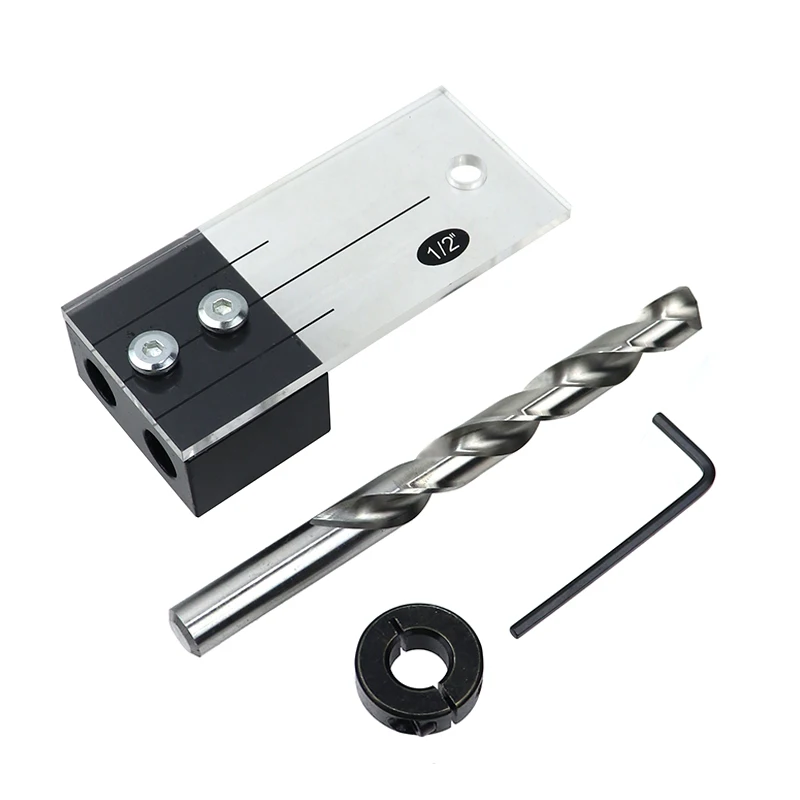 Дюбель сверлильный кондуктор набор 1/2 ''3/8'' 1/4 ''карманное отверстие джиг акриловые лица сверлильный локатор дыр DIY деревообрабатывающие столярные инструменты