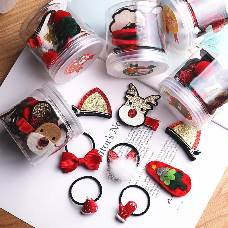 8pcs/lot New Suit Christmas Hair clip Christmas Santa Claus Hair band Baby Hairpins Headwear Girl Christmas Hair accessories