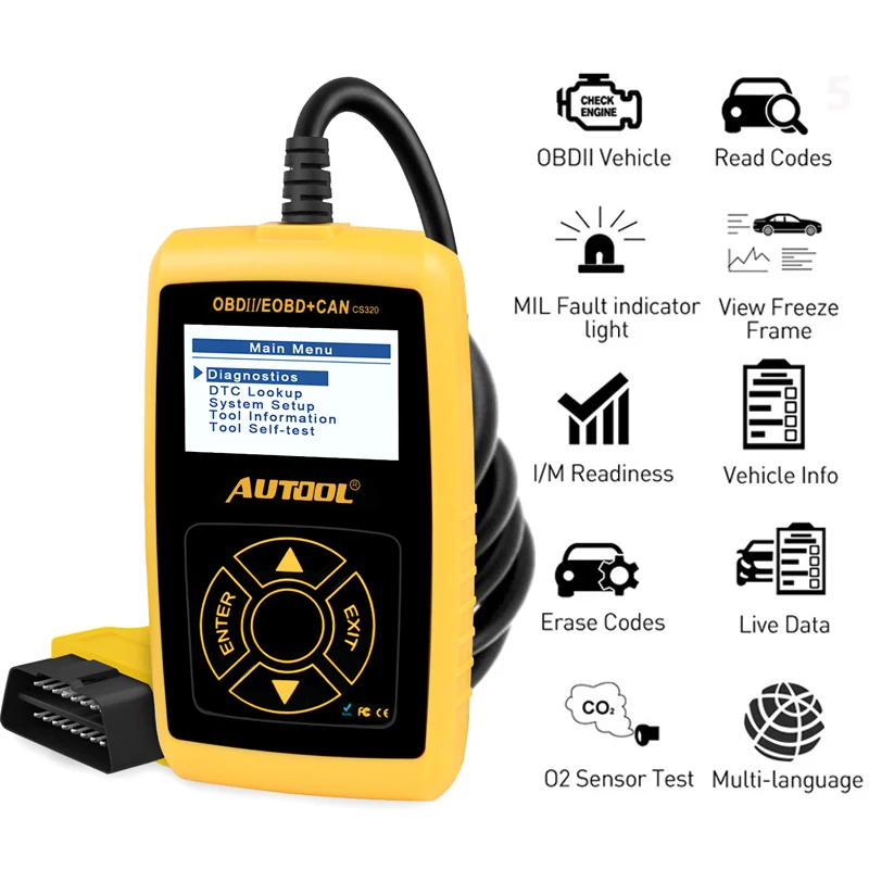 

Autool Multi-language OBD2 Auto Diagnostic Scanner Car Code Reader Auto Vehicle Scan Automotive Diagnostic Tool ODB OBD 2 II