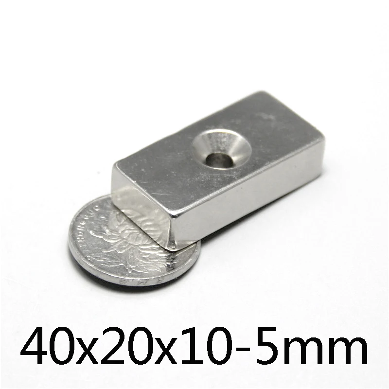 

3/5/10PCS 40x20x10-5mm N35 Powerful Block Magnets Strip Holes 5mm Permanent Magnet 40x20x10-5mm Neodymium Magnet 40*20*10-5 mm