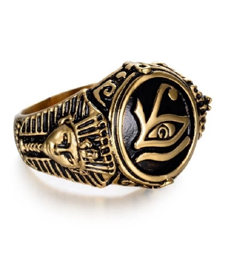 Египетский Глаз Фараона Хоруса мужское Золотое серебряное кольцо из