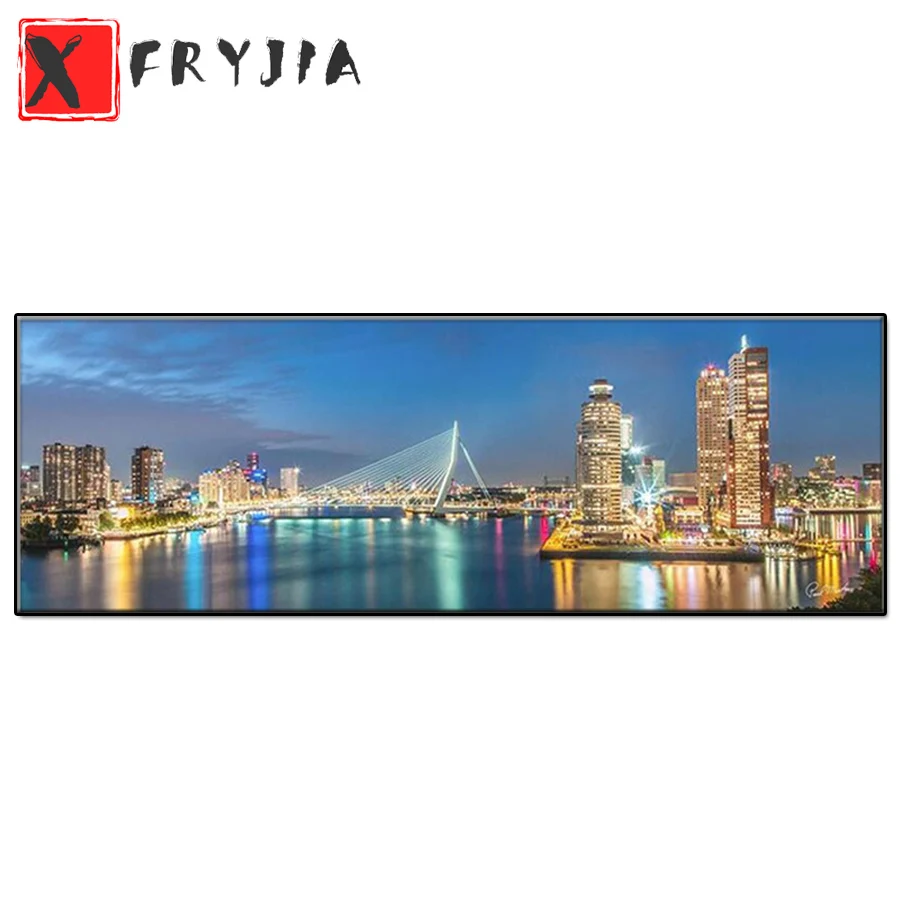 

custom photo Full Square Round Drill Diamond Painting Rotterdam skyline diamond Embroidery mosaic Cross Stitch Home Decor Gift
