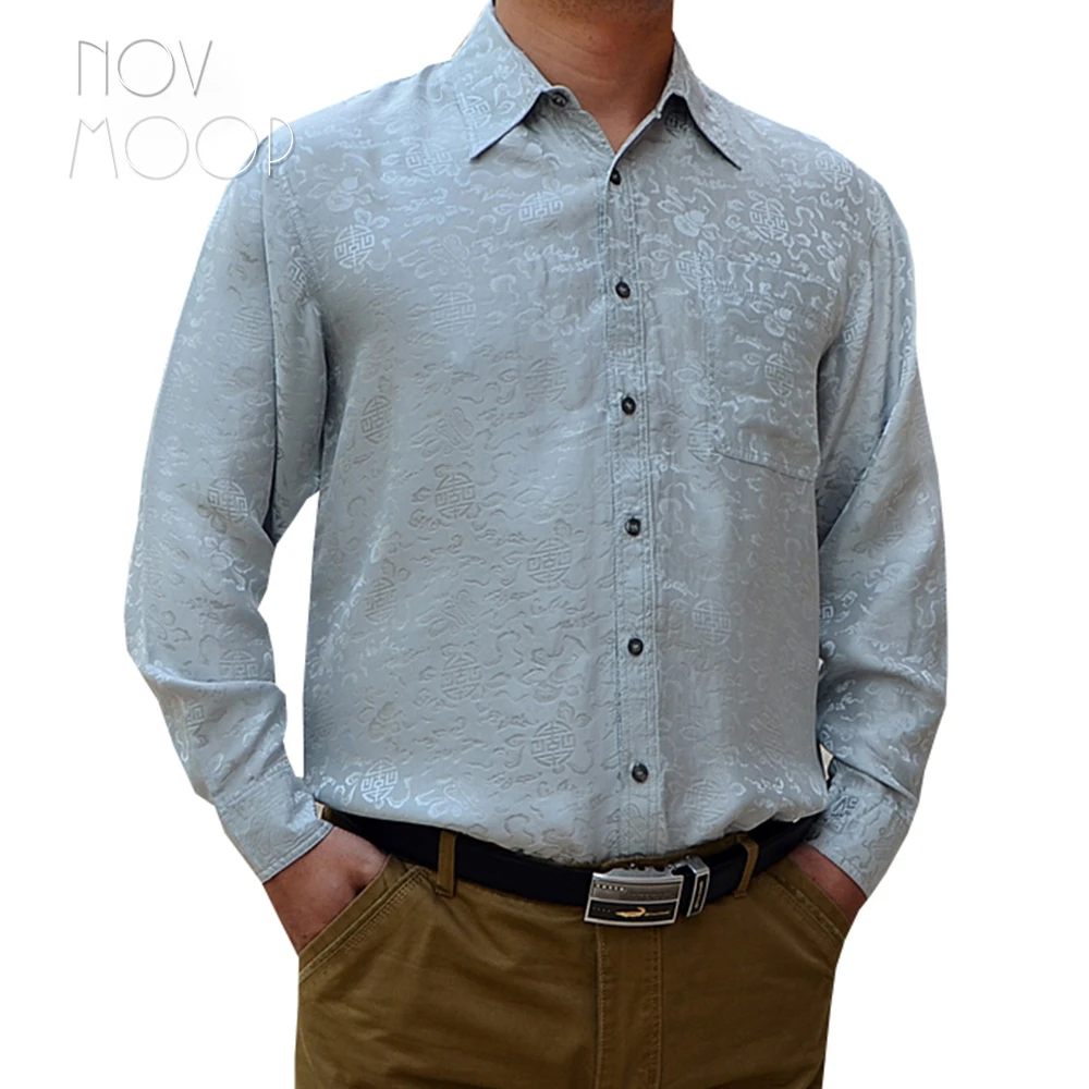 Мужская рубашка из 100% шелка 5 цветов|camisa masculina|silk shirt menchemise homme |