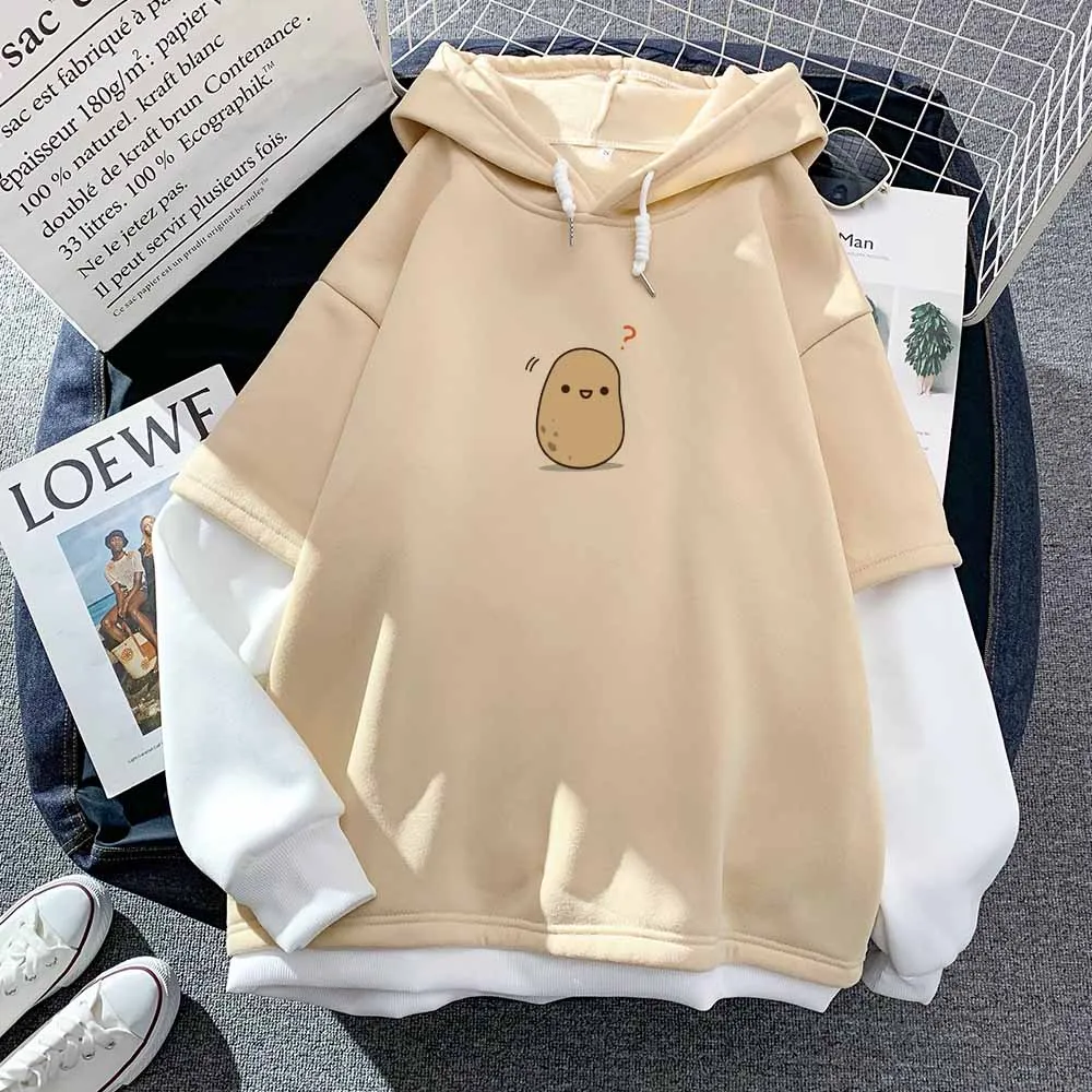 

Potato kawaii sweatshirt hoodie graphic sweatshirt brown long sleeve top girls casual tops women 2021 aesthetic long sleeve