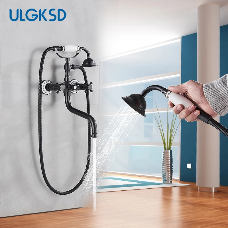 Душевой набор ULGKSD для ванной комнаты настенное крепление смеситель ванны и душа