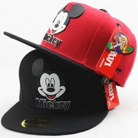 disney anime mouse mickey kids hat boy girl hip hop caps with ears flat mickey minnie mouse baby travel hat figure toy gift