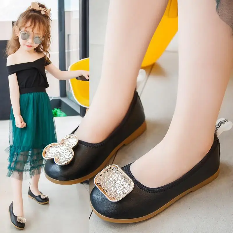 

New 2020 Spring Fashion children Flats Sequin bow knot Leather shoes Sweet Girls Princess shoes School show shoe