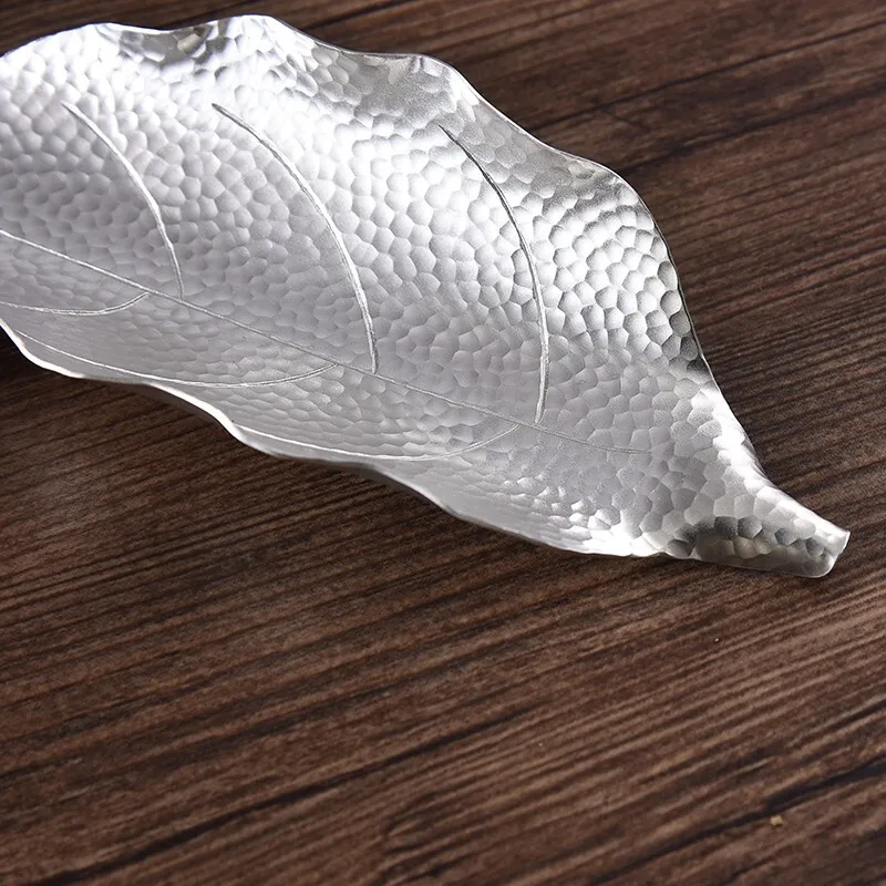 Pala de t&eacute; en forma de hoja, cuchara de t&eacute; tallada a mano de plata de ley 999, Accesorios para Juego de t&eacute; de Ceremonia de t&eacute; para el hogar-1