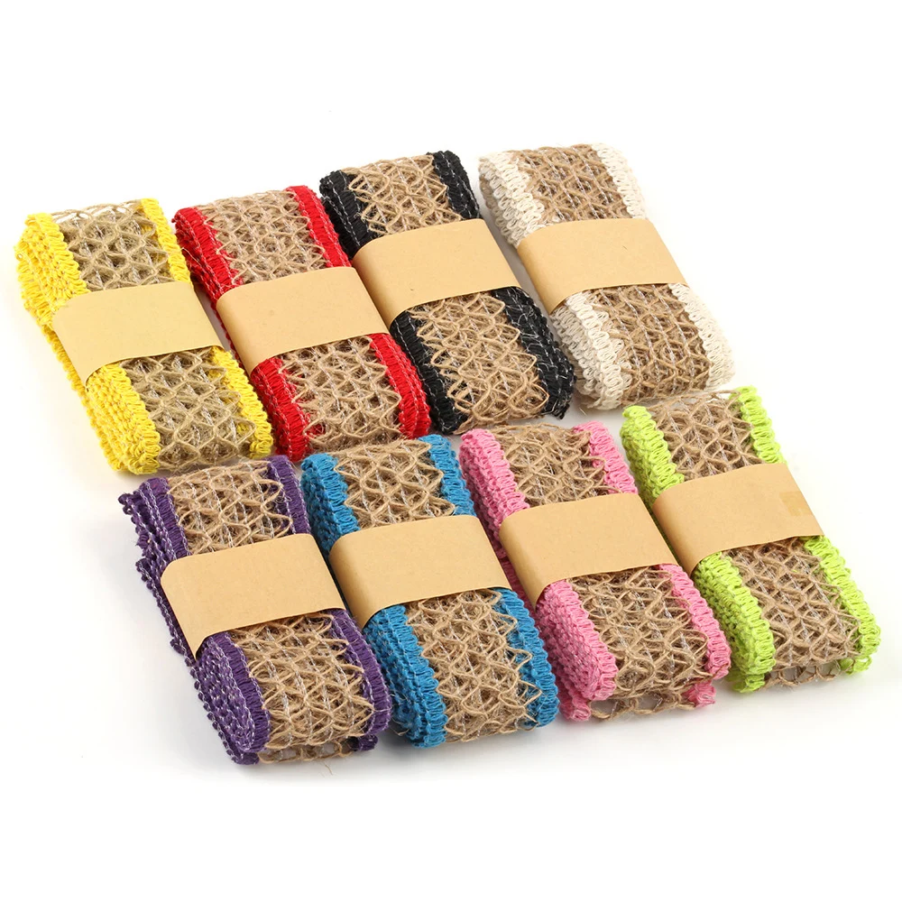 2 м натуральная джутовая лента из гессиана плетеная с цветочным узором для