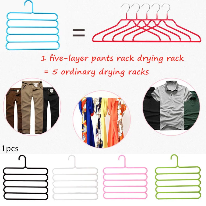 

5 Layers Multi-Function Pants Hangers Holders Trousers Hanger Space Saver Wardrobe Closet Organizer Storage Rack Clothes Hanger