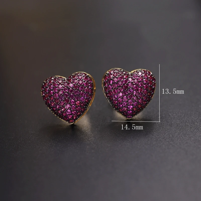 

Fashion Silver Color Gold Color Heart Shape Stud Earrings For Women Vintage Cubic Zirconia Girls Piercing Jewelry CZ Bijoux Gift