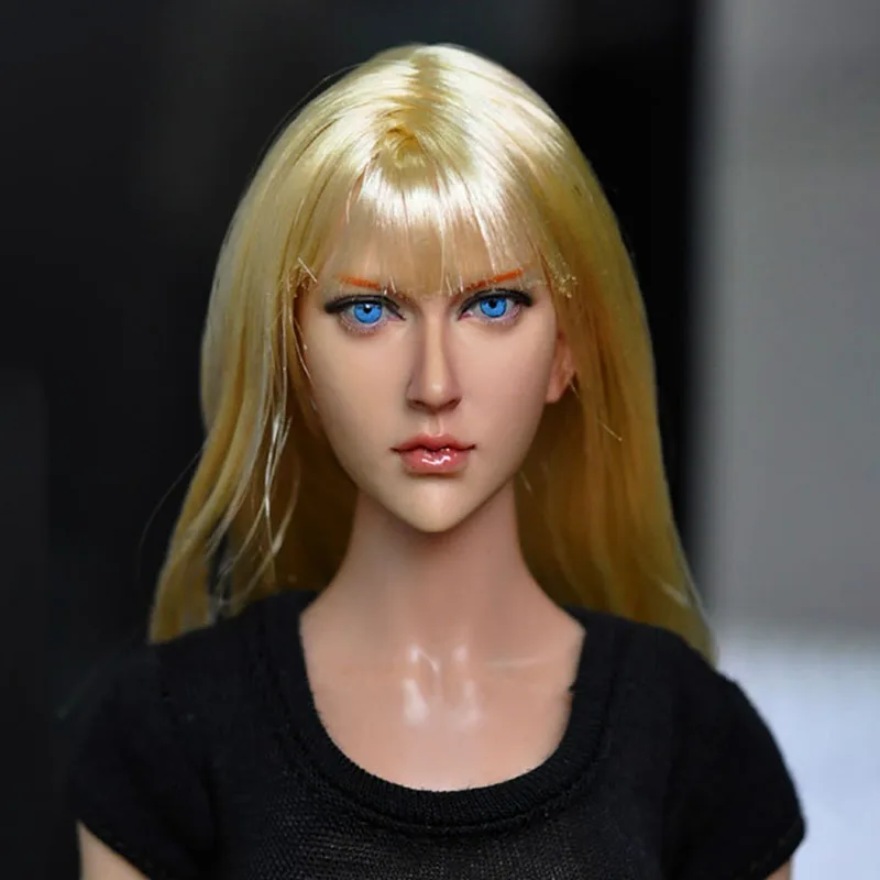 1/6 женские золотистые волосы с голубыми глазами голова лепить KM13 90 Красота
