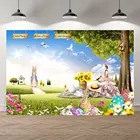 Фон Seekpro для Пасхальной вечеринки, кролик, луг, яйца, цветы, весенний фон, Печатные фоны