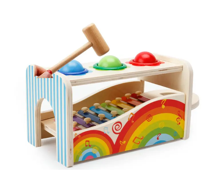 Two-in-one Xylophone Два в одном детский деревянный ксилофон нокаут игровой набор детский игрушечный ксилофон музыкальный инструмент деревянные игрушки для детей подарок - Цвет: Two-in-one Xylophone