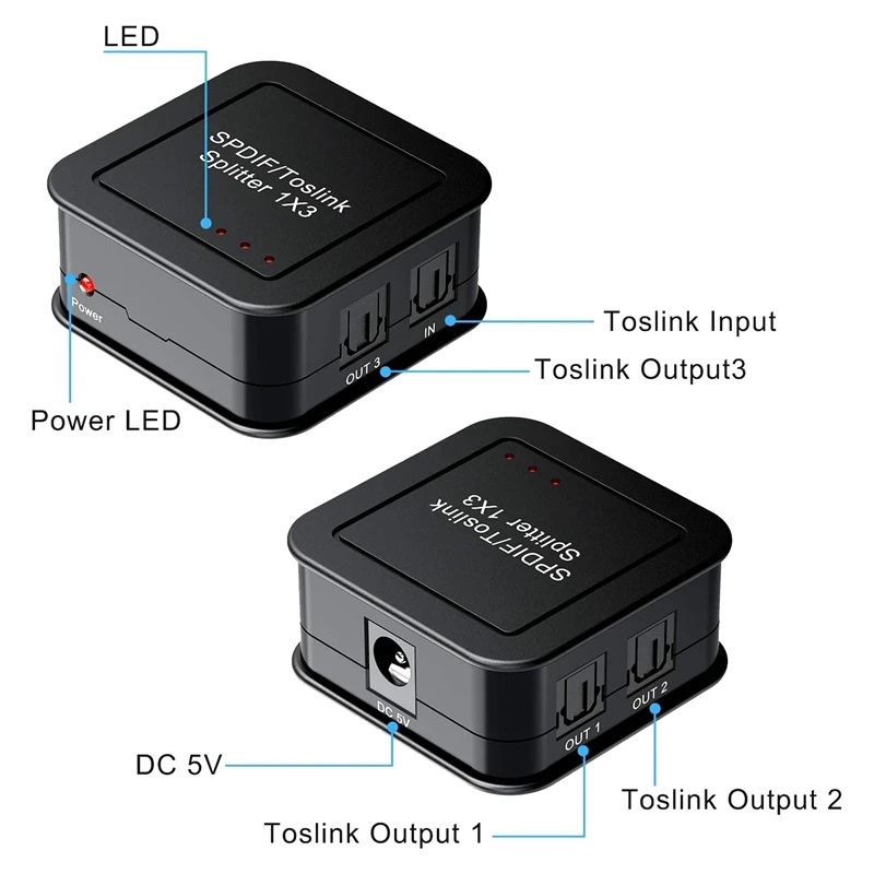 Цифровой оптический аудио 1X3 сплиттер цифровой SPDIF TOSLINK оптоволоконный 1 в 3 выхода