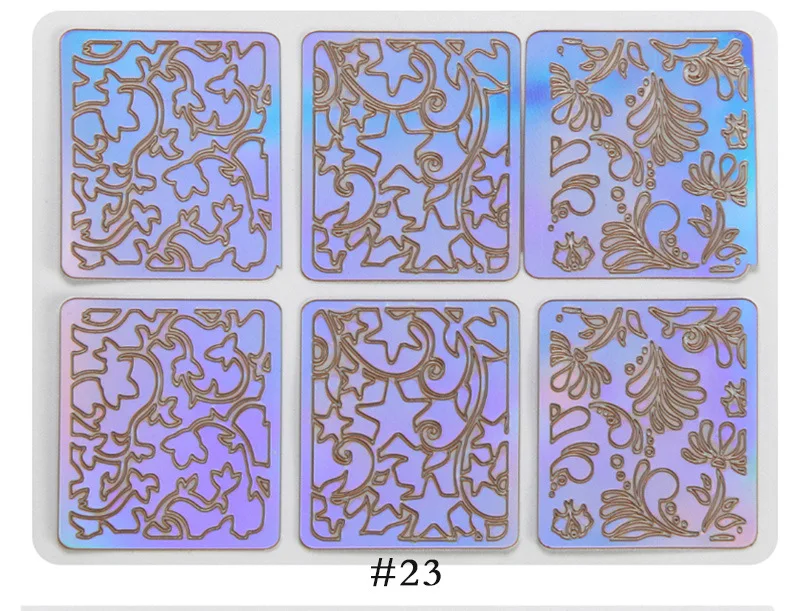 6/12/24 Sheets/lot DIY 3D Hollow Laser Sticker ForNail Art Stencil Gel Polish Nail Vinyl Tip Transfer Guide Template Nail Decals