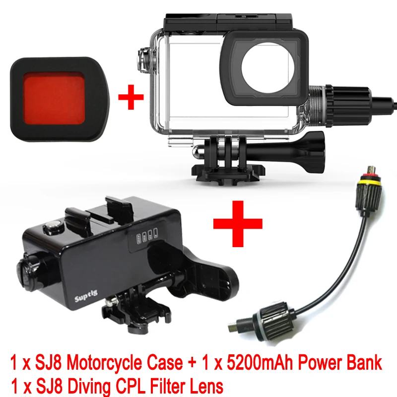 SJCAM SJ8 серия мотоциклетный Водонепроницаемый чехол с USB-C кабелем для SJ8 Pro SJ8 Plus SJ8 Air 4K Аксессуары для экшн-камеры - Цвет: Option 3