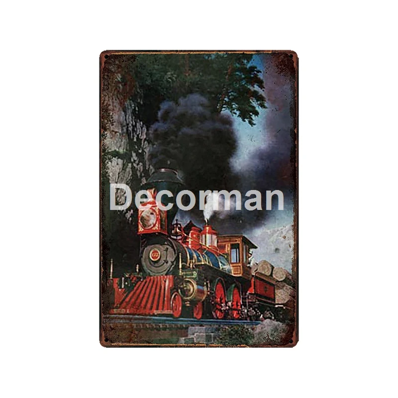 [DecorMan] Винтаж поезд металлический знак на заказ железные картины Бар Паб отель Декор LT-2031 - Цвет: GLC-10060