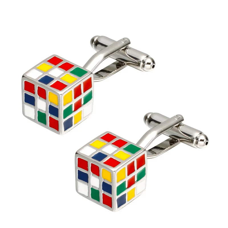 Запонки мужские с волшебным кубом рождественским оленем часами цветами круглыми