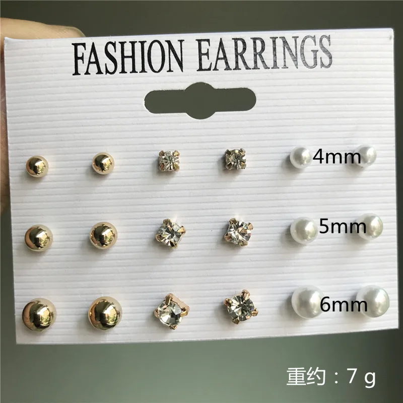 

Yanxyad 9 Pairs/set, 2020 New Statement Earrings for Women Fashion Moon Universe Silver Color Stars Stud Earring Crystal
