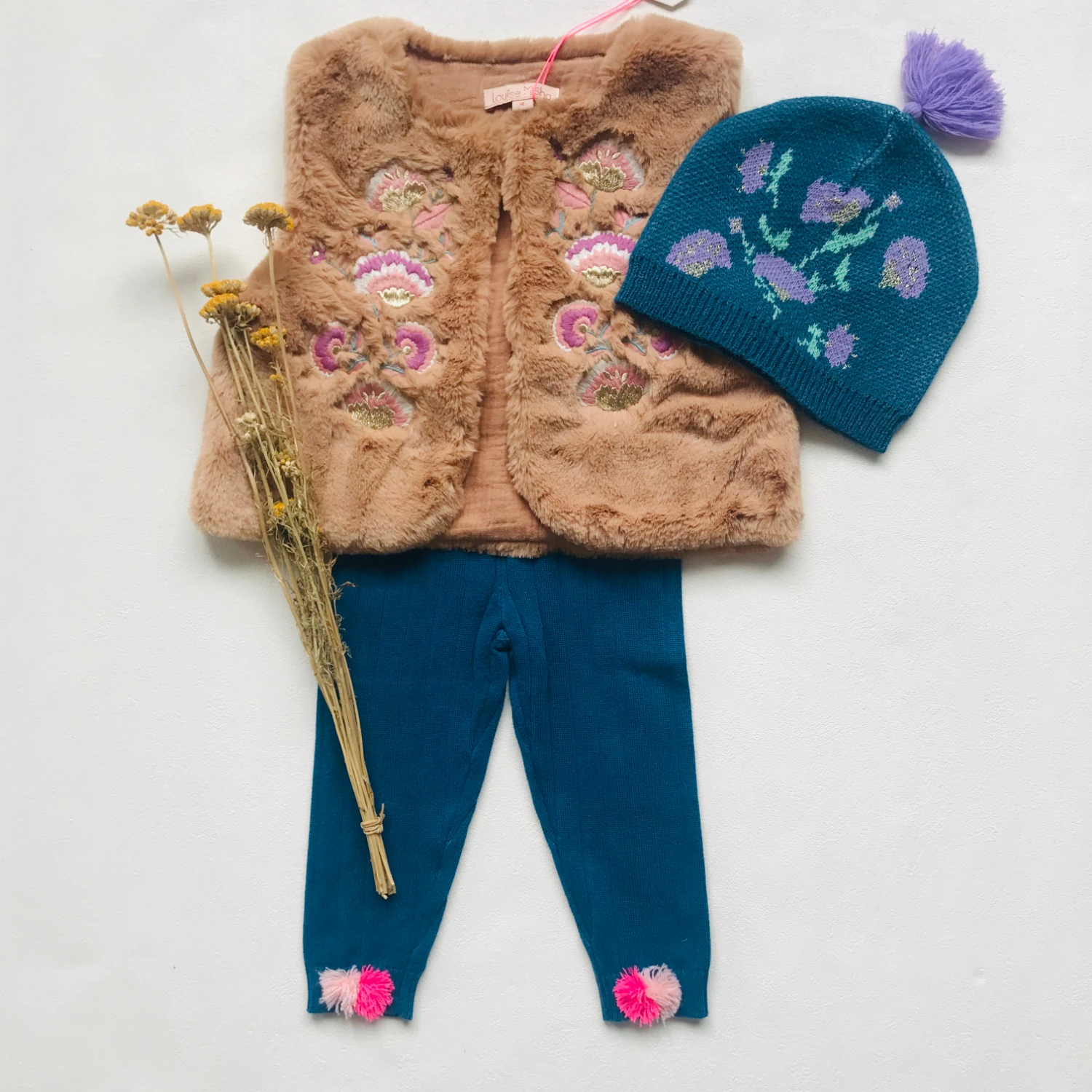 Детская куртка 2019 Lou & M брендовая новая зимняя бархатная для девочек с цветочной