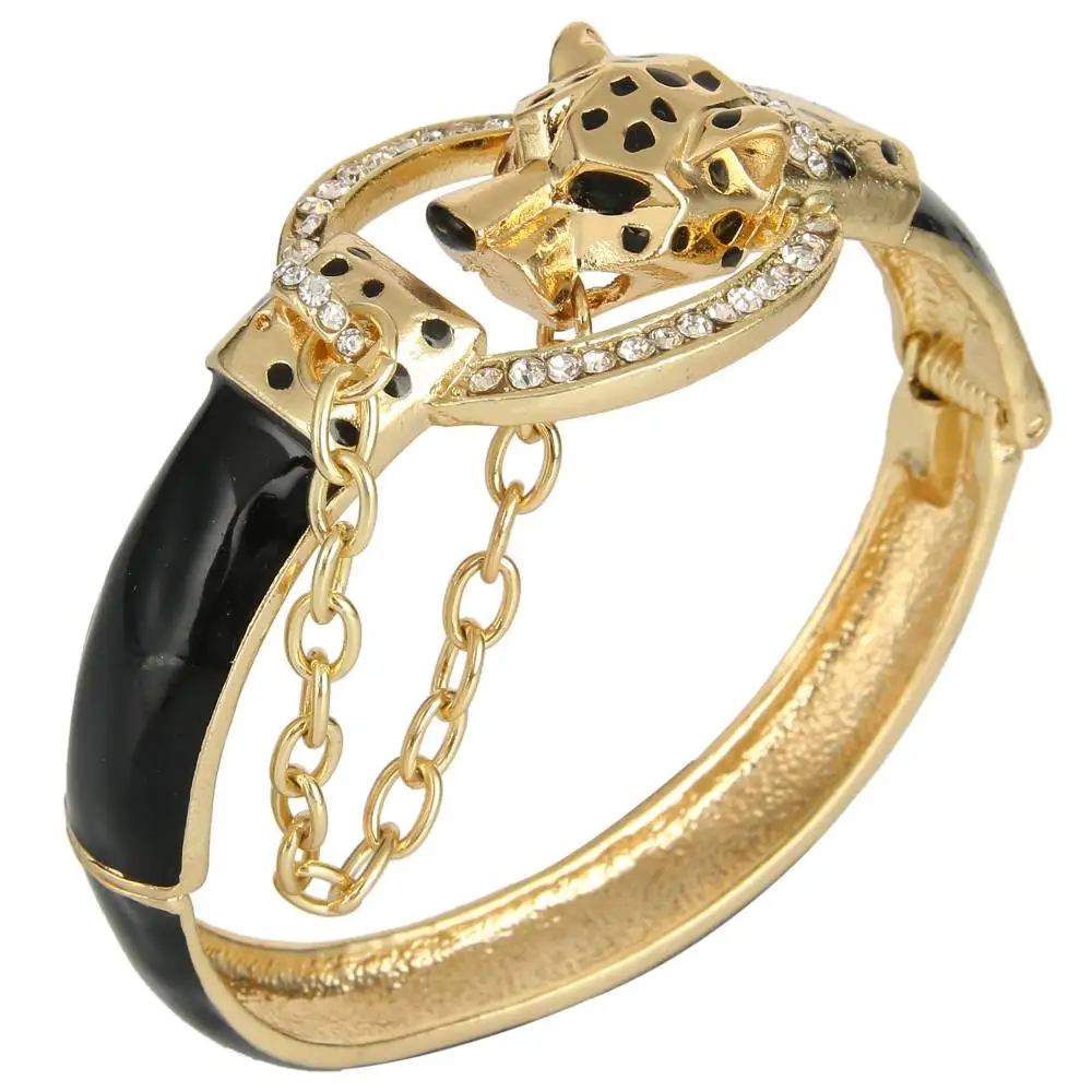 Gold Tone Tuliper браслет с пантерой браслет Leopard браслеты женские животные кристалл браслет для женщин вечерние ювелирные изделия подарок 팔팔팔 - Окраска металла: Gold Tone