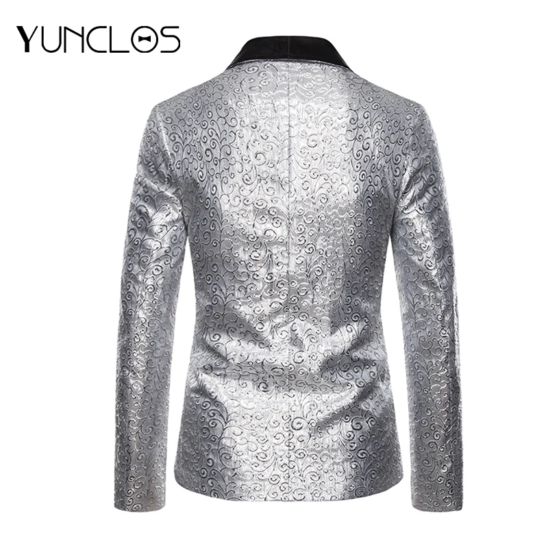 Костюм мужской золотистый/серебристый Блейзер повседневный роскошный