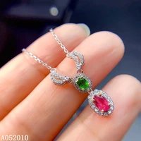 kjjeaxcmy fine jewelry 925 sterling silver inlaid natural gemstone tourmaline female miss girl woman pendant noble