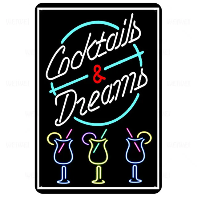 Флуоресцентный жестяной знак для бара