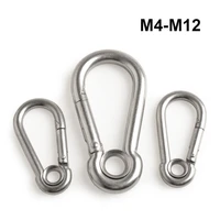 1pcs 304 stainless steel carabiners with hole climbing gear safety snap hooks spring buckle m4m12 connector rings m4 m12