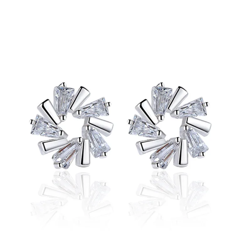 Женские серьги гвоздики ModaOne из стерлингового серебра 925 пробы с кубическим