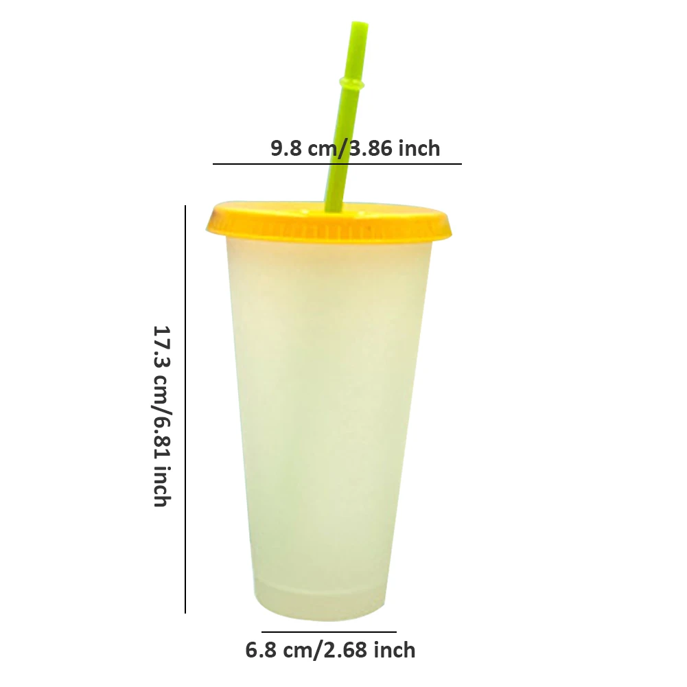 

Colorful Color Changing Plastic Cup Reusable Cold Water Coffee Cups With Lid And Straw Household Great Fun Drinkware Suppplies
