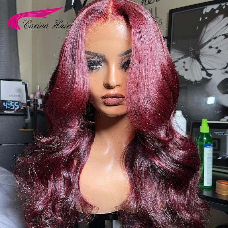 Парик 99J с цветными волнистыми волосами 13*4 парики застежкой спереди 4*4 из