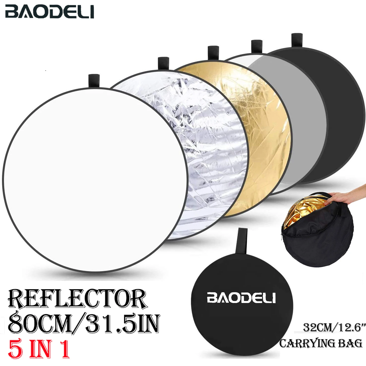 Портативный складной Круглый светоотражатель для фотостудии 32 дюйма 80 см 5 в 1 |