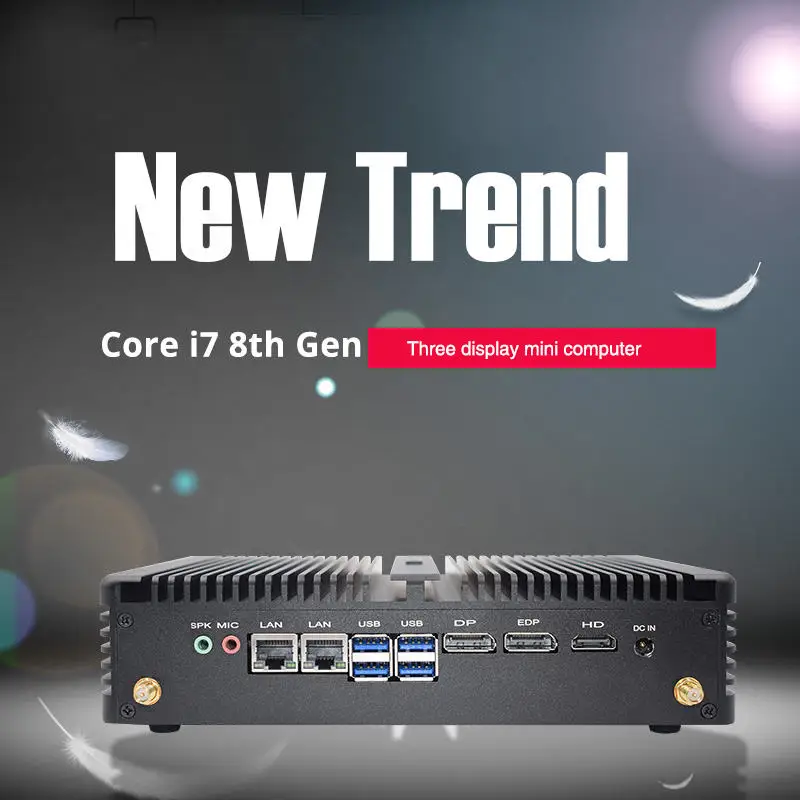 Hystou M2 wifi 8-ой процессор Intel Core промышленный безвентиляторный мини ПК i5 8250U i7 8550U Windows 10 DDR4 4 USB 3,0 HDMI DP EDP 4K HTPC NUC