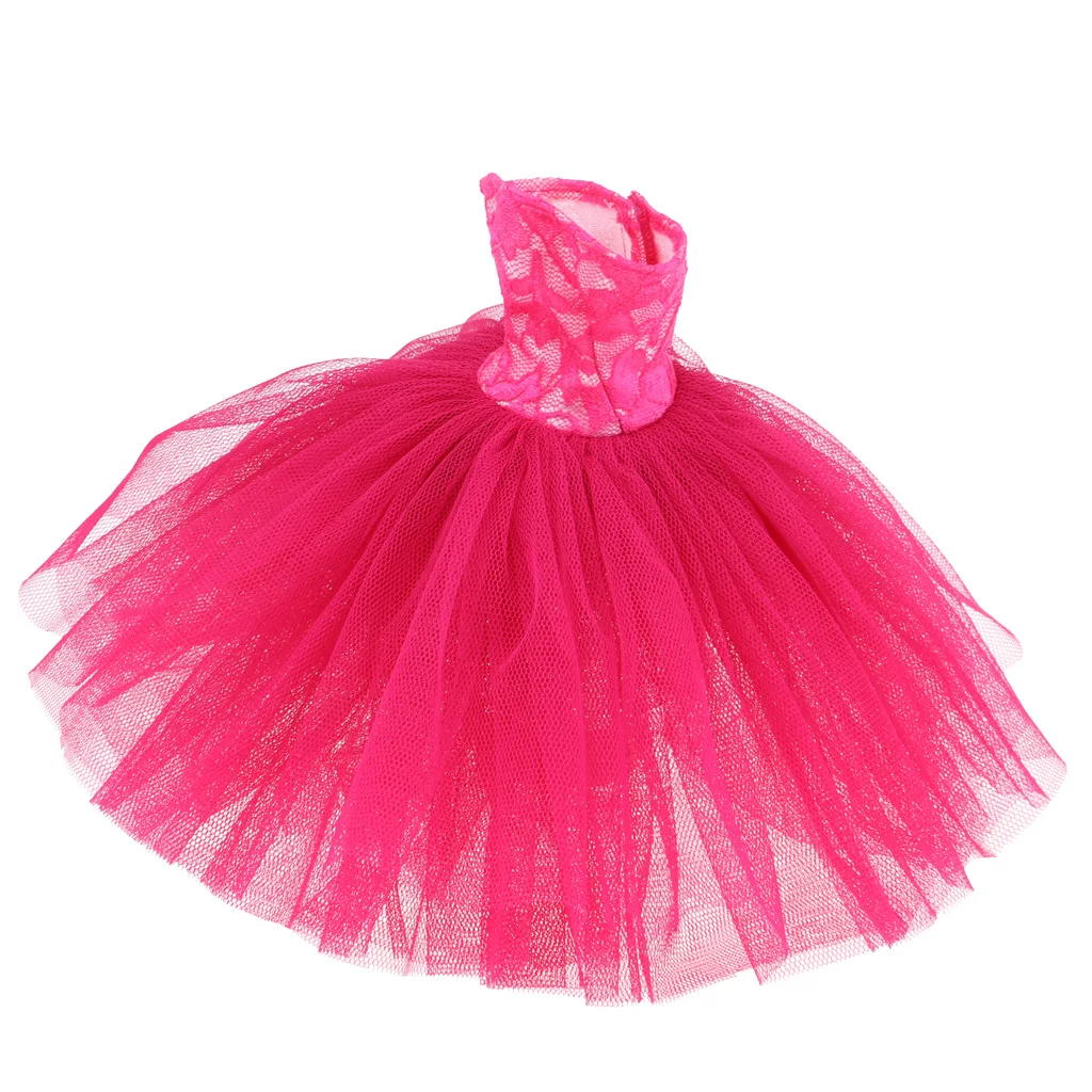 

Многослойное газовое платье с открытыми плечами, платья для свадебной вечеринки, подходят для модных кукол 1/4 (розовый и красный)