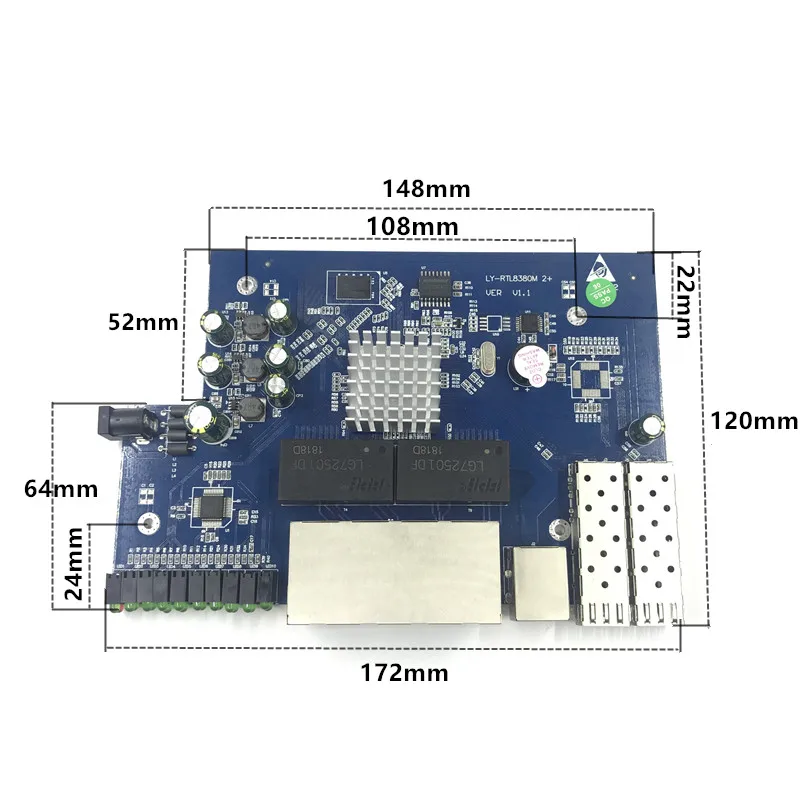 IP-управление 8 портов 10/100 Мбит/с PoE Ethernet коммутационный модуль управляемый с 2