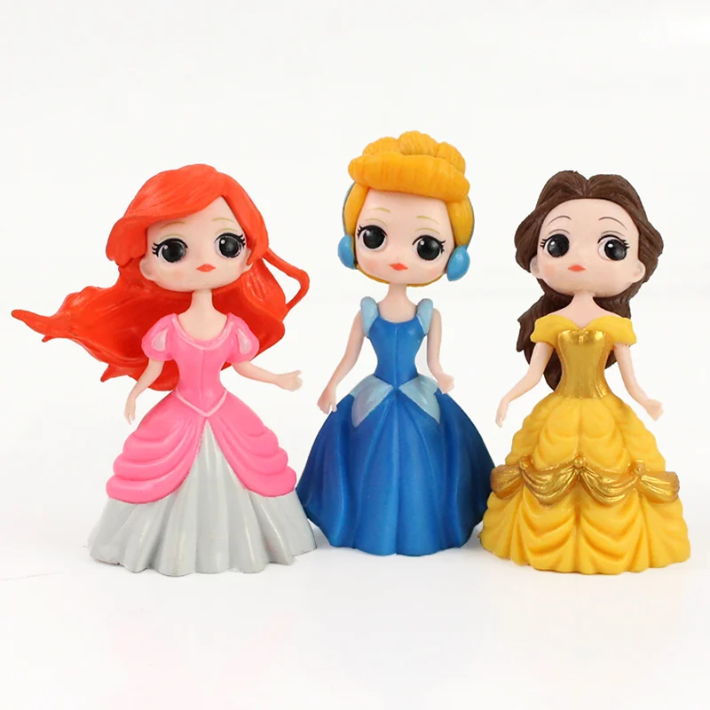 6pcs/lot 9cm Princess Figure Toy Snow White Alice Belle Cinderella Ariel Mermaid Tangled Beauty Model Dolls for Girls - купить по