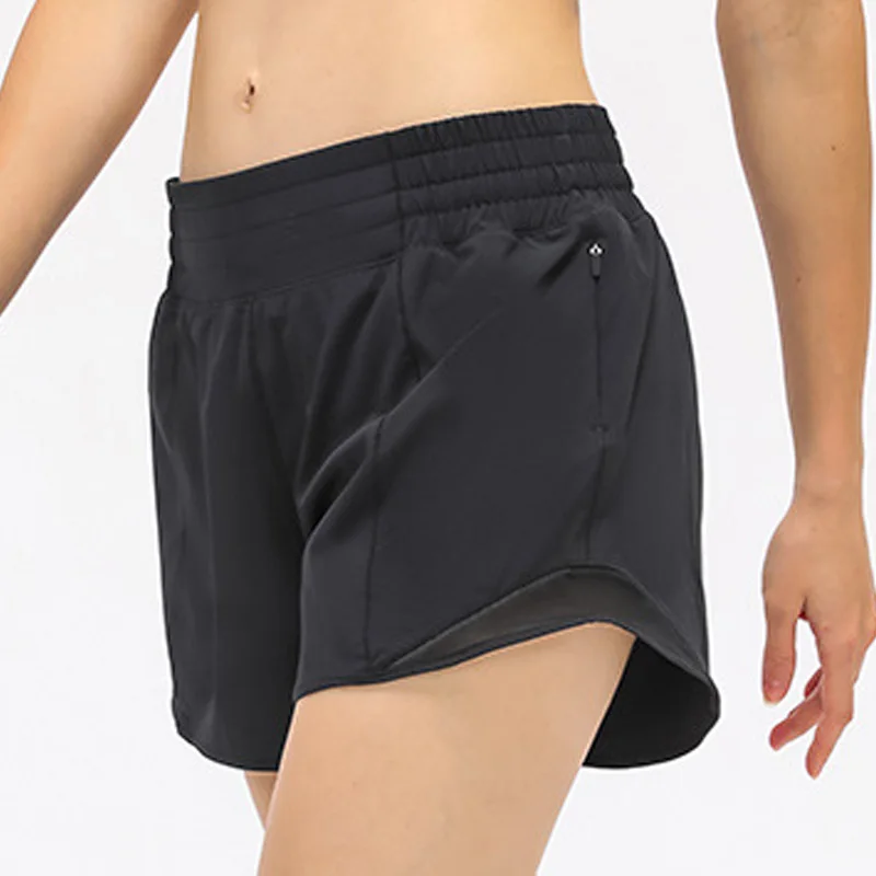 

2021 Tummy Control Yoga Shorts for Women Workout Running Sports Shorts Side Zipper Pocket Lightweight Breathable Short