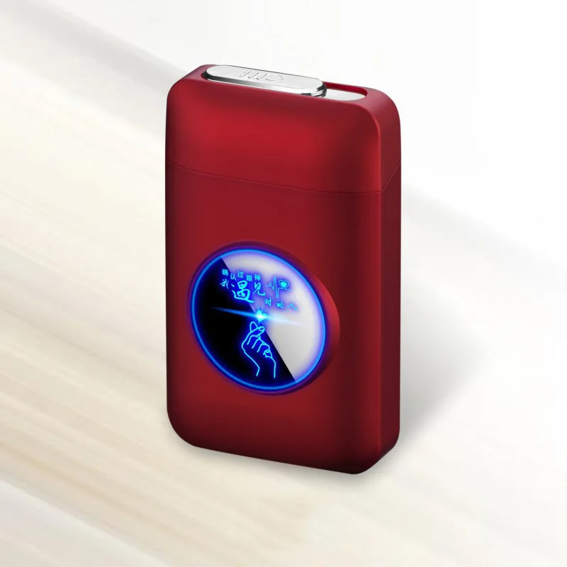 Красный Вмещает 19 шт. прикуриватель беспламенный USB заряженный чехол для сигарет Зажигалки защищенный от ветра для курения Аксессуары Гаджеты для мужчин - Цвет: Красный