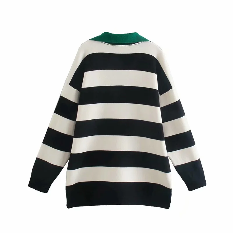 Женский элегантный вязаный пуловер-поло в стиле пэчворк осень 2021 Модный женский