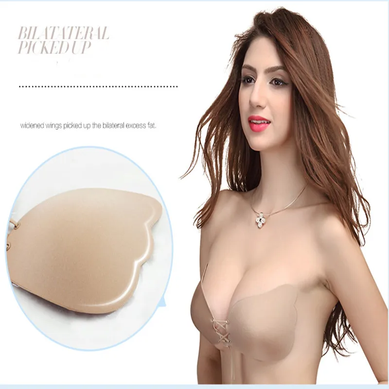 free shipingChic sexy Adhesive Bra Strapless Backless Bra Sutia Silicone Bras Push Up Nude Sticky For Women Wedding Sexy