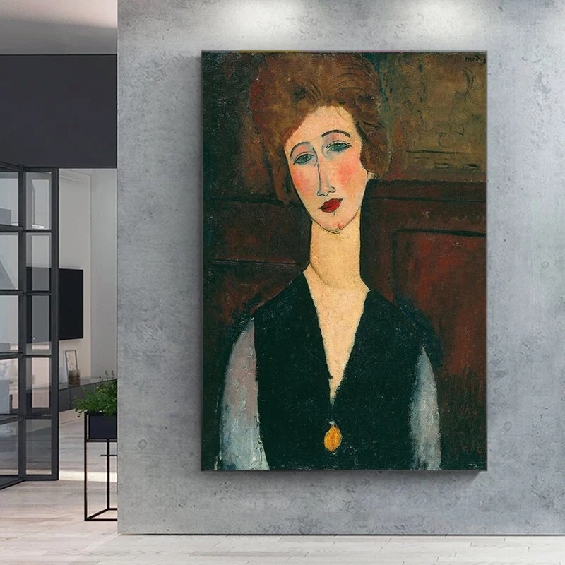 

Famous By Amedeo Modigliani Portrait of Sexy Woman Canvas Painting Posters and Print Wall Art Picture for Living Room Cuadros