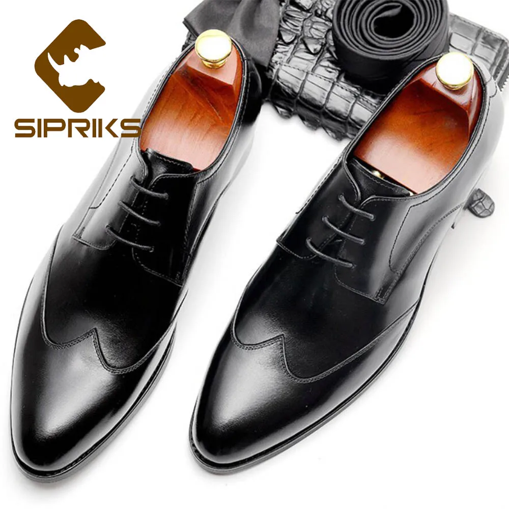 Sipriks мужские туфли из натуральной кожи Wingtip повседневные бордовые элегантные