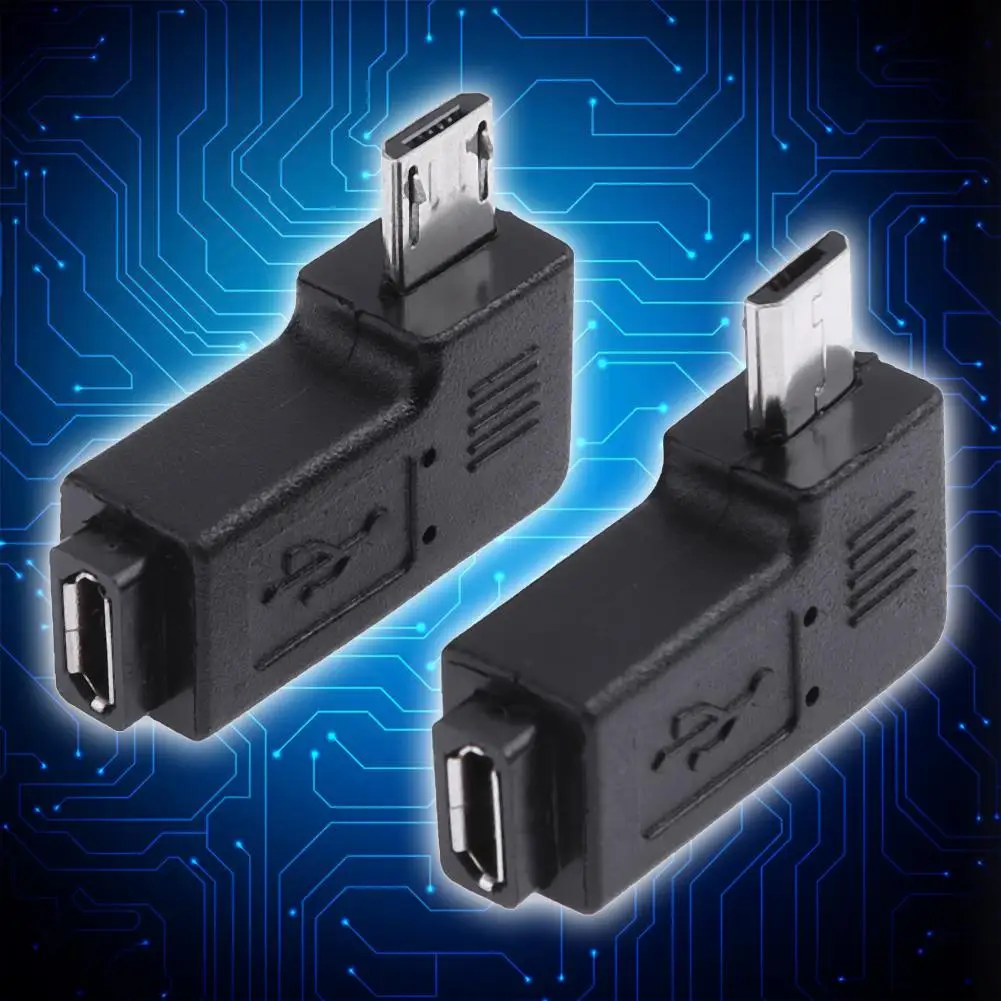 2 шт./лот 90 градусов USB левый и правый угловой Micro 5pin Женский переходник для