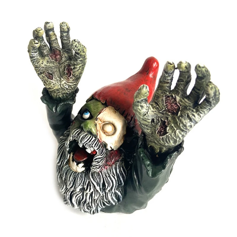

Dwarf Statue Halloween Horror Raise Hands Zombie Gnome Figurine Resin Ornament Garden Elf Dwarf Ornaments Halloween Decoration