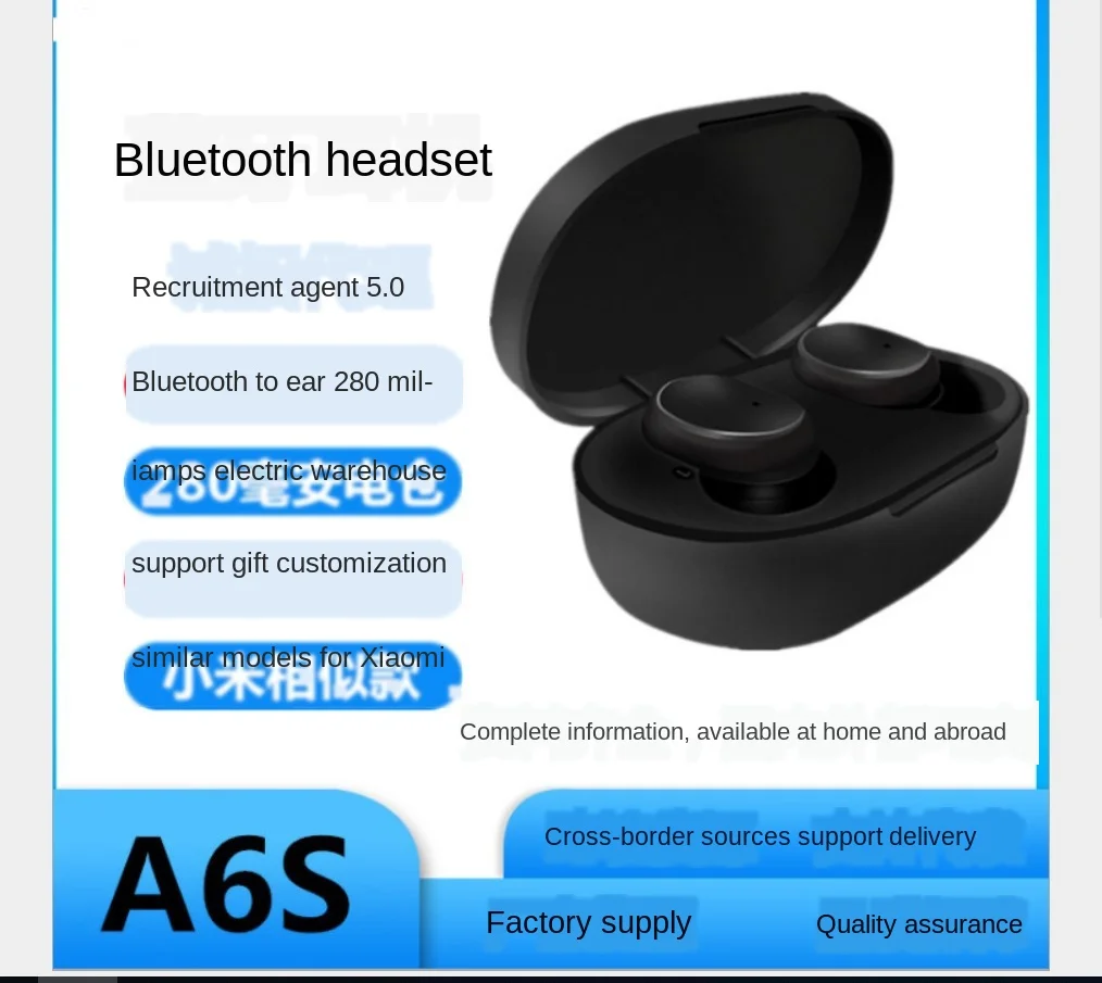 

Беспроводные bluetooth-наушники A6S, стерео, спортивные мини-наушники-вкладыши