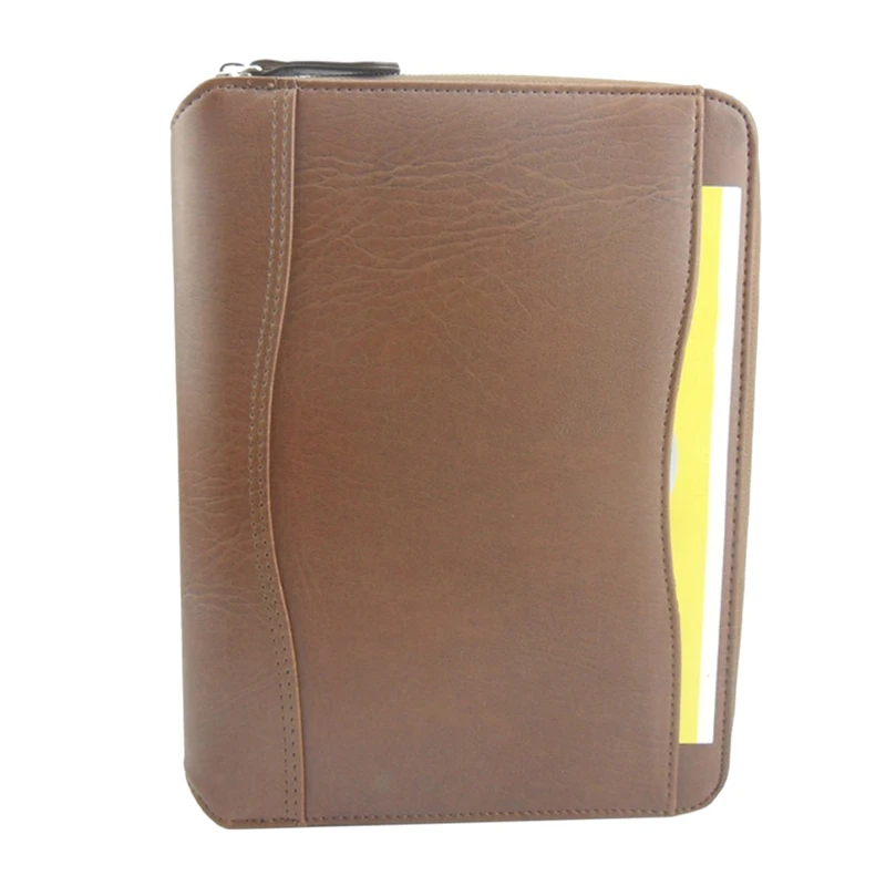 Профессиональный Бизнес портфель стиль Органайзер папка с ручками блокнот коричневая синтетическая