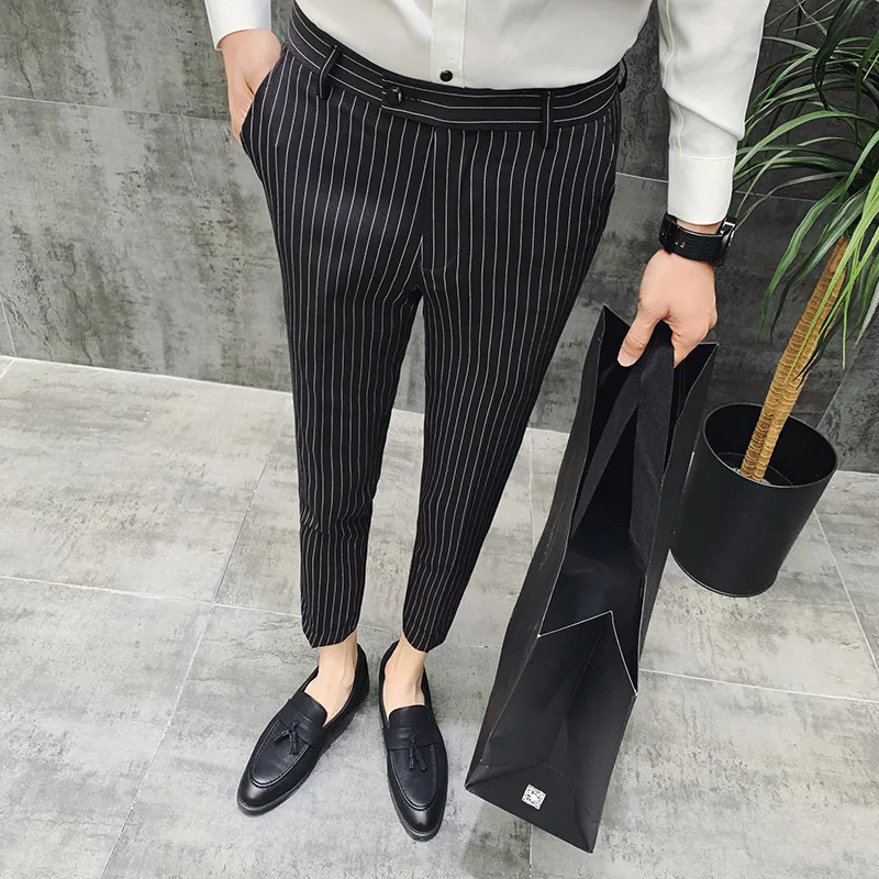 

2019 New Fashion Men's Spring and Autumn Striped Business Casual Trousers / Men's Boutique Quality Casual Suit Pants Clothing