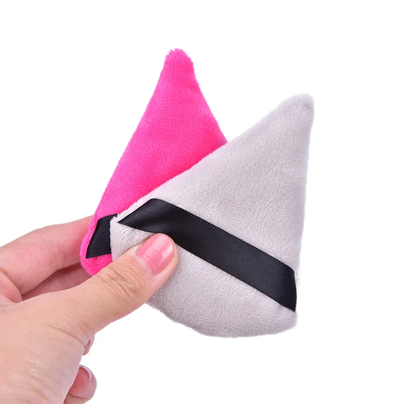 

2pcs Triangle Velvet Powder Cosmetic Puff Mini Cosmetic Sponge Larger In Wet Foundation Makeup Cans Tools